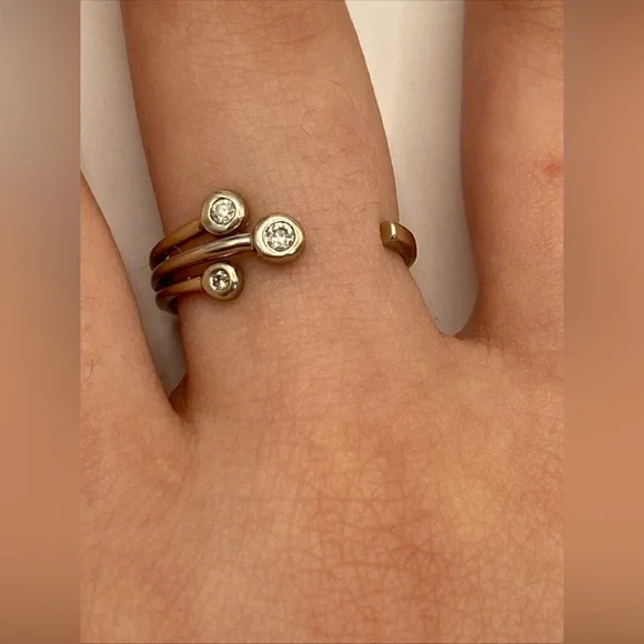 14K White Gold ED Diamond Ring | 2 g | Size 5 | Modern Wrap Design - Picture 3 of 9